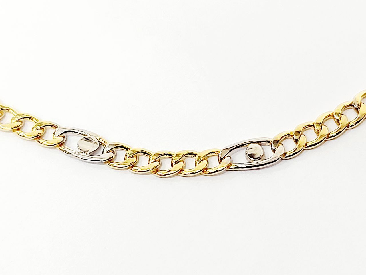 Bracciale Oro Bianco e Oro Giallo 18 kt (750) catena piatta unisex - Oreficeria