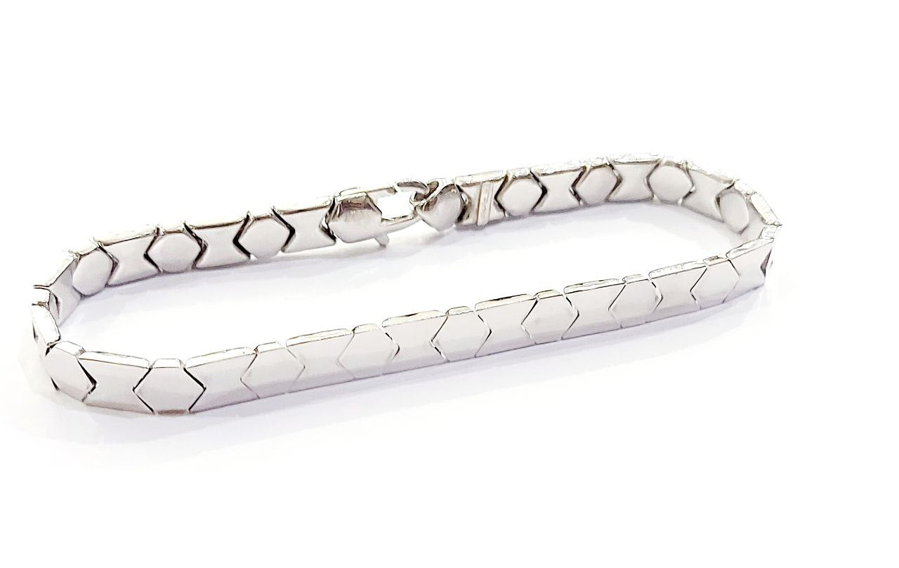 Bracciale Oro Bianco 18 kt (750) double face rigido e semirigido - Oreficeria