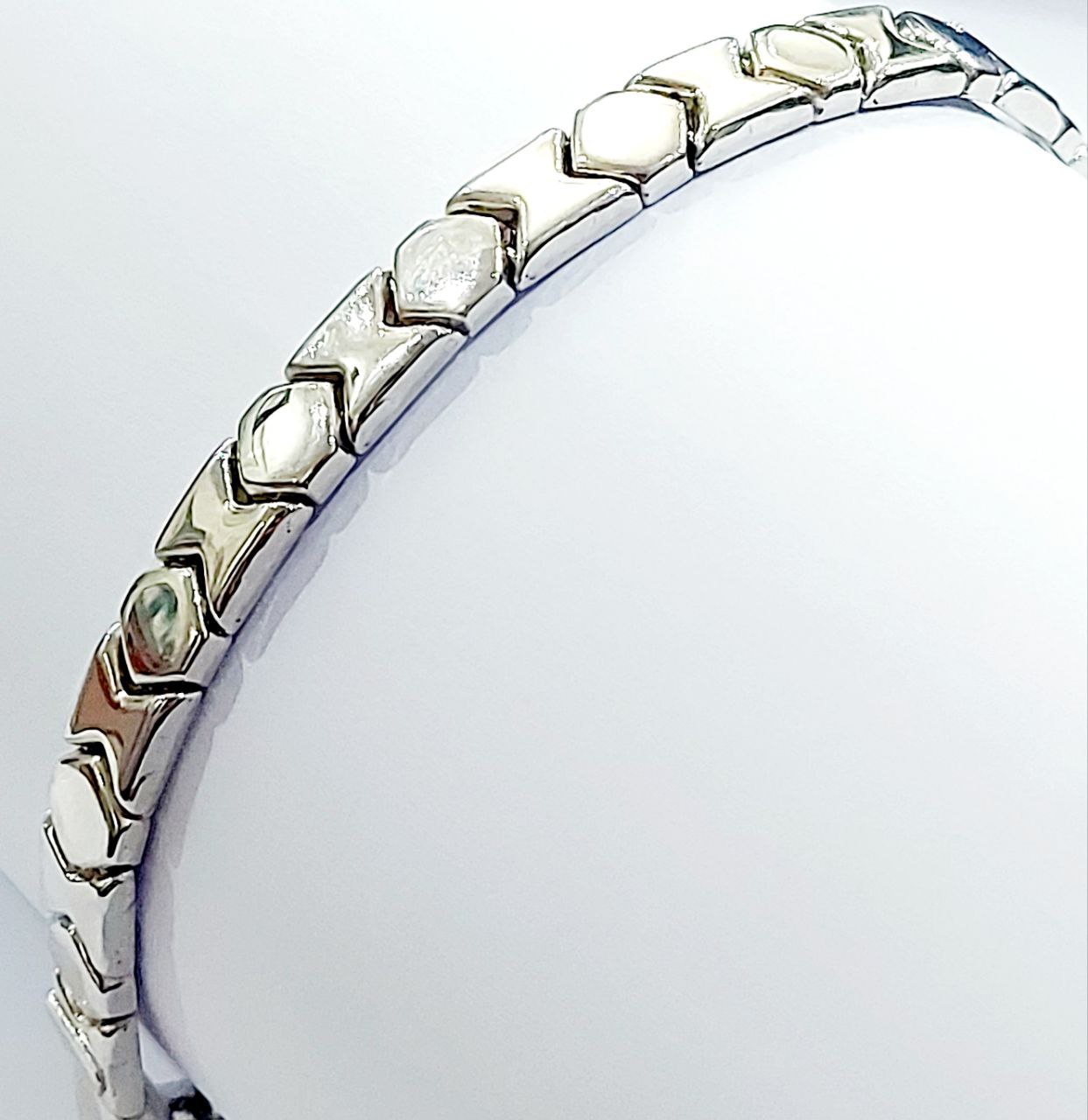 Bracciale Oro Bianco 18 kt (750) double face rigido e semirigido - Oreficeria