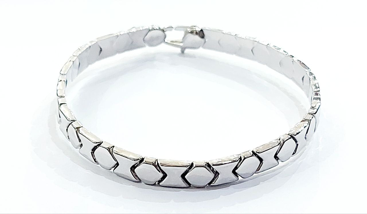 Bracciale Oro Bianco 18 kt (750) double face rigido e semirigido - Oreficeria