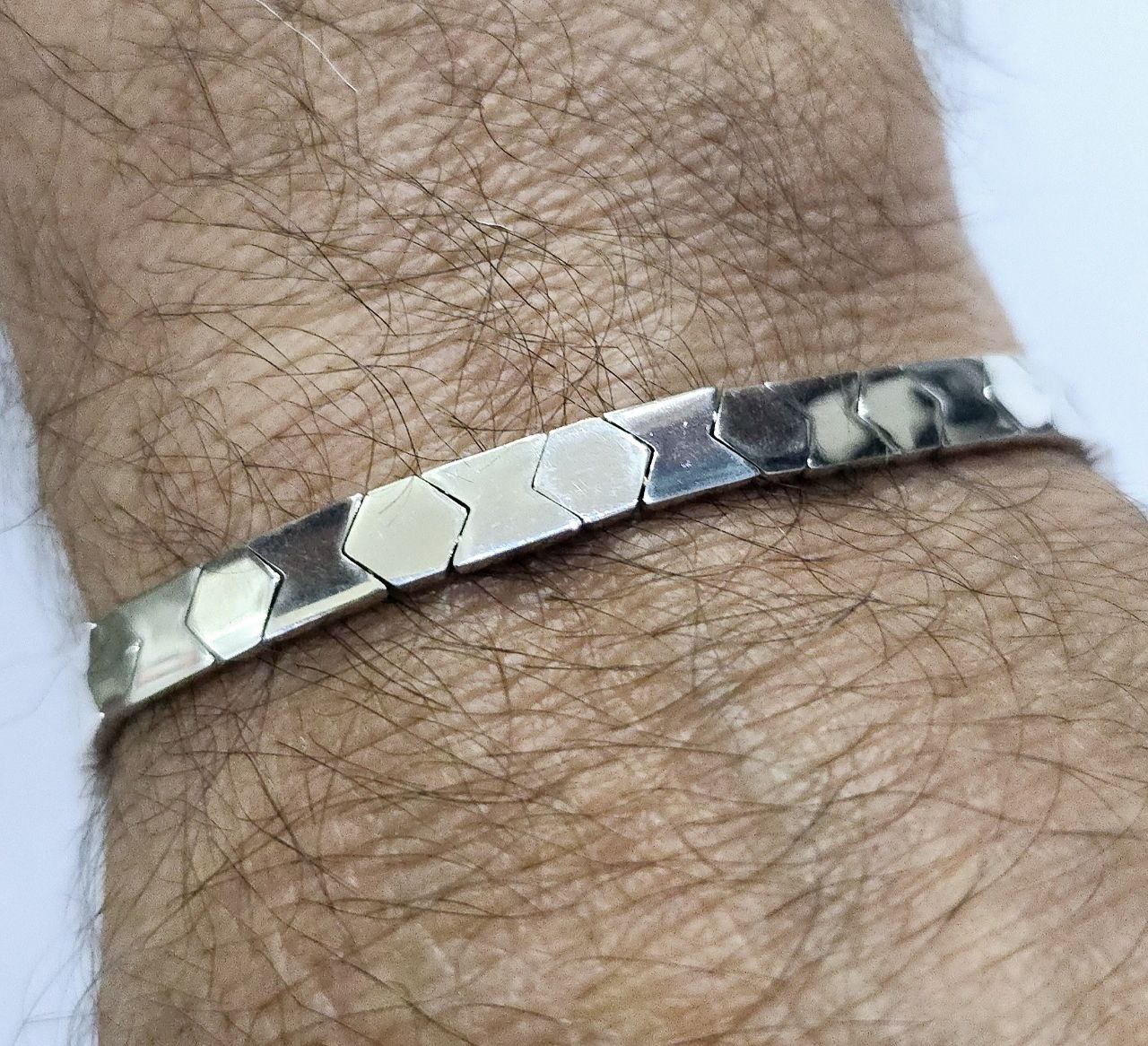 Bracciale Oro Bianco 18 kt (750) double face rigido e semirigido - Oreficeria