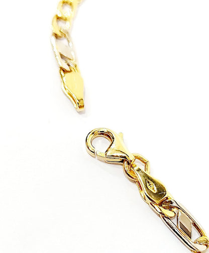 Bracciale Oro bianco e Oro Giallo 18 kt (750) catena maglie piatte traversino unisex - Oreficeria