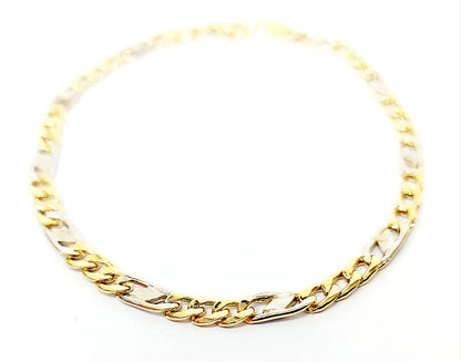 Bracciale Oro bianco e Oro Giallo 18 kt (750) catena maglie piatte traversino unisex - Oreficeria