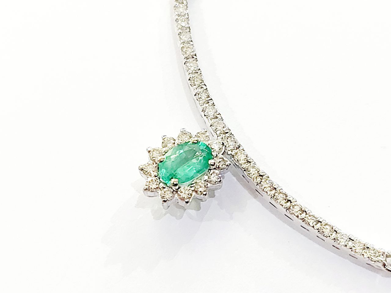 Collana collier Sorriso pendente Oro 18kt 750 con Smeraldo ct 0,42 e Diamanti ct 0,52