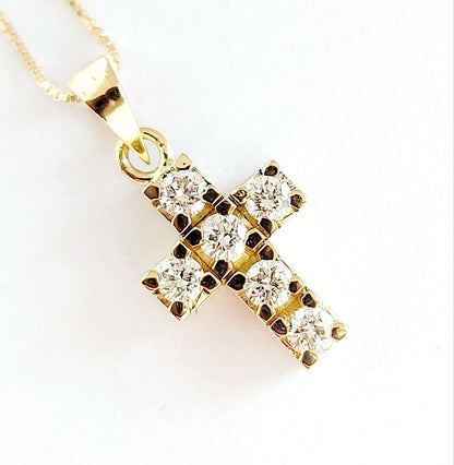 CIONDOLO CROCE ORO GIALLO E BIANCO 18 KT COLLANA IN OMAGGIO CIONDOLO CROCE ORO GIALLO E BIANCO 18 KT COLLANA IN OMAGGIO