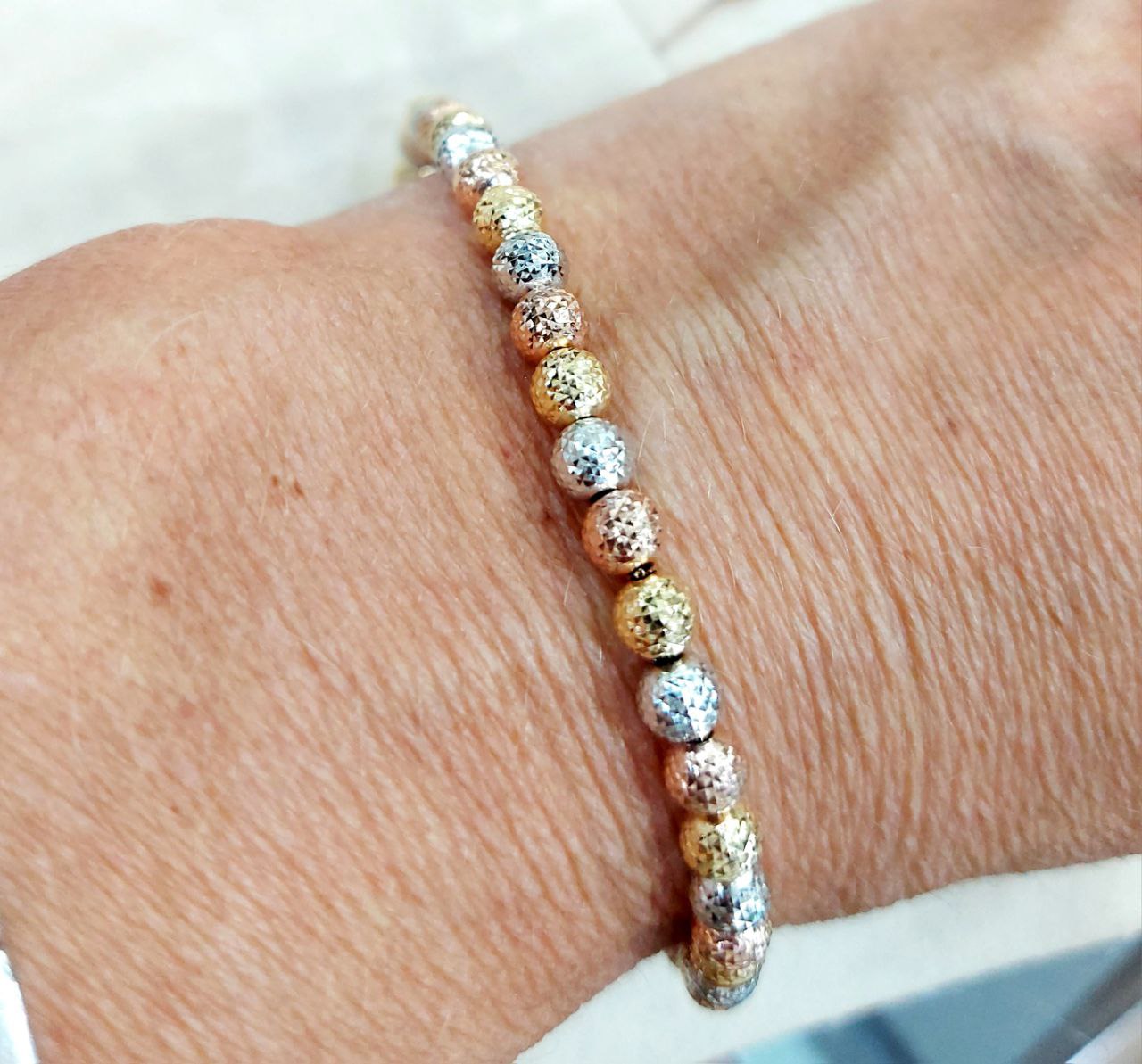 Bracciale sfere milleluci in Oro Giallo Oro Bianco e Oro Rosa 18kt (750) - Oreficeria