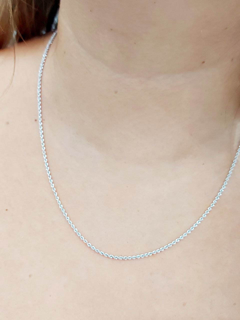 Collana modello fune Unisex Oro Bianco  18kt 750 -50cm