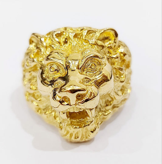 Anello da Uomo con finitura lucida e satinata - testa di Leone in Oro Giallo 18kt (750) - 23,35gr - Oreficeria
