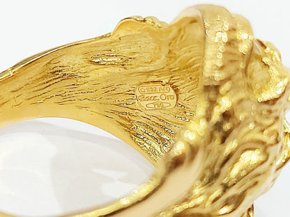 Anello da Uomo con finitura lucida e satinata - testa di Leone in Oro Giallo 18kt (750) - 14,30 gr - Oreficeria