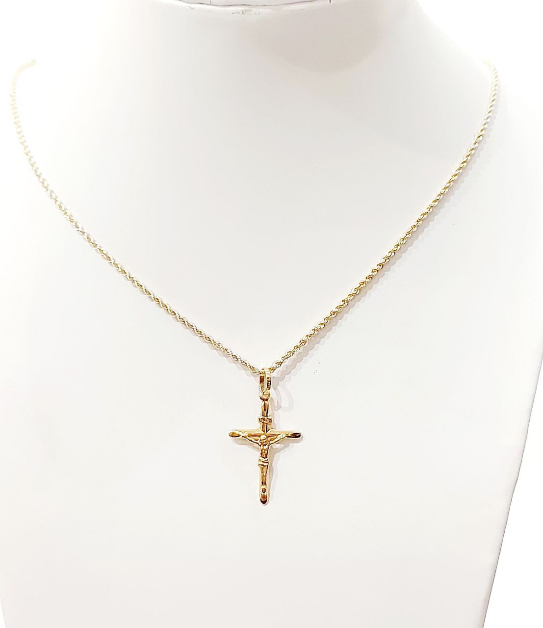 Collana funetta con pendente Croce in Oro Giallo 18kt (750) - Oreficeria