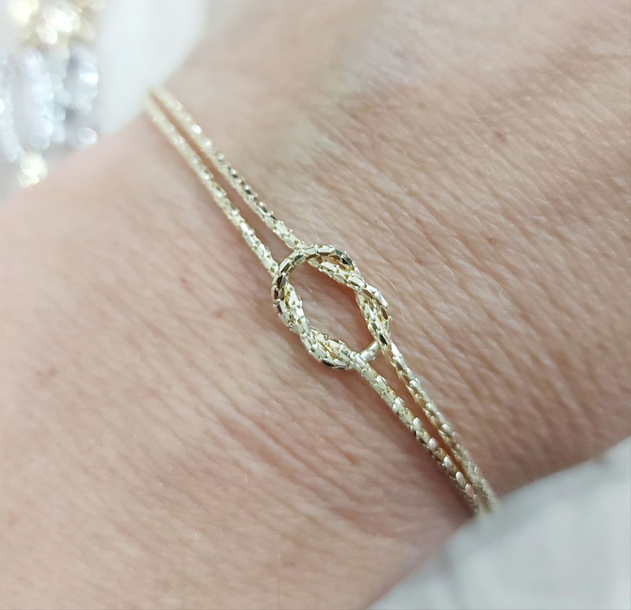 Bracciale cordoncino due fili Nodo 18kt-750-19,50 cm - Oreficeria