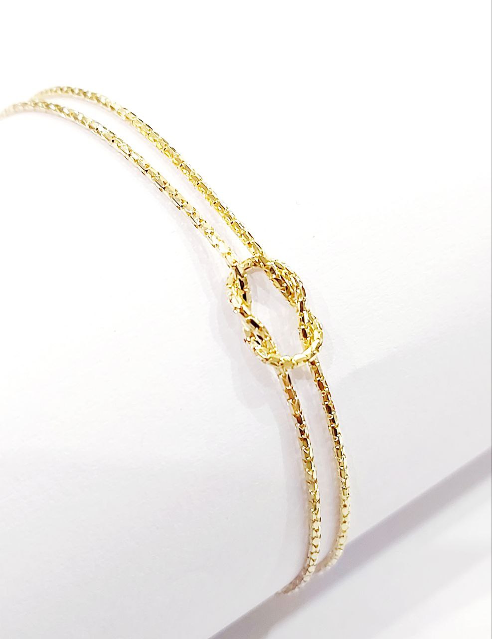 Bracciale cordoncino due fili Nodo 18kt-750-19,50 cm - Oreficeria