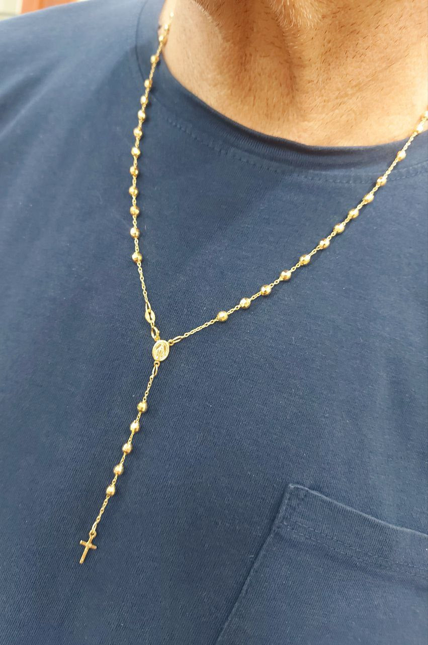Collana rosario in oro giallo 18 Kt 750 onice -140/ST Collana rosario in oro giallo 18 Kt 750 onice -140/ST