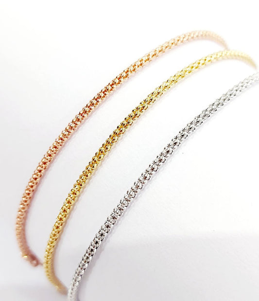 Bracciale Donna 3 fili maglia coreana in Oro Tricolore 18kt (750) - 6,35gr - Oreficeria
