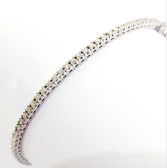 Bracciale modello  tennis in Oro Bianco 18 kt con Diamanti bianchi naturali CT 1,10- 18,50 cm