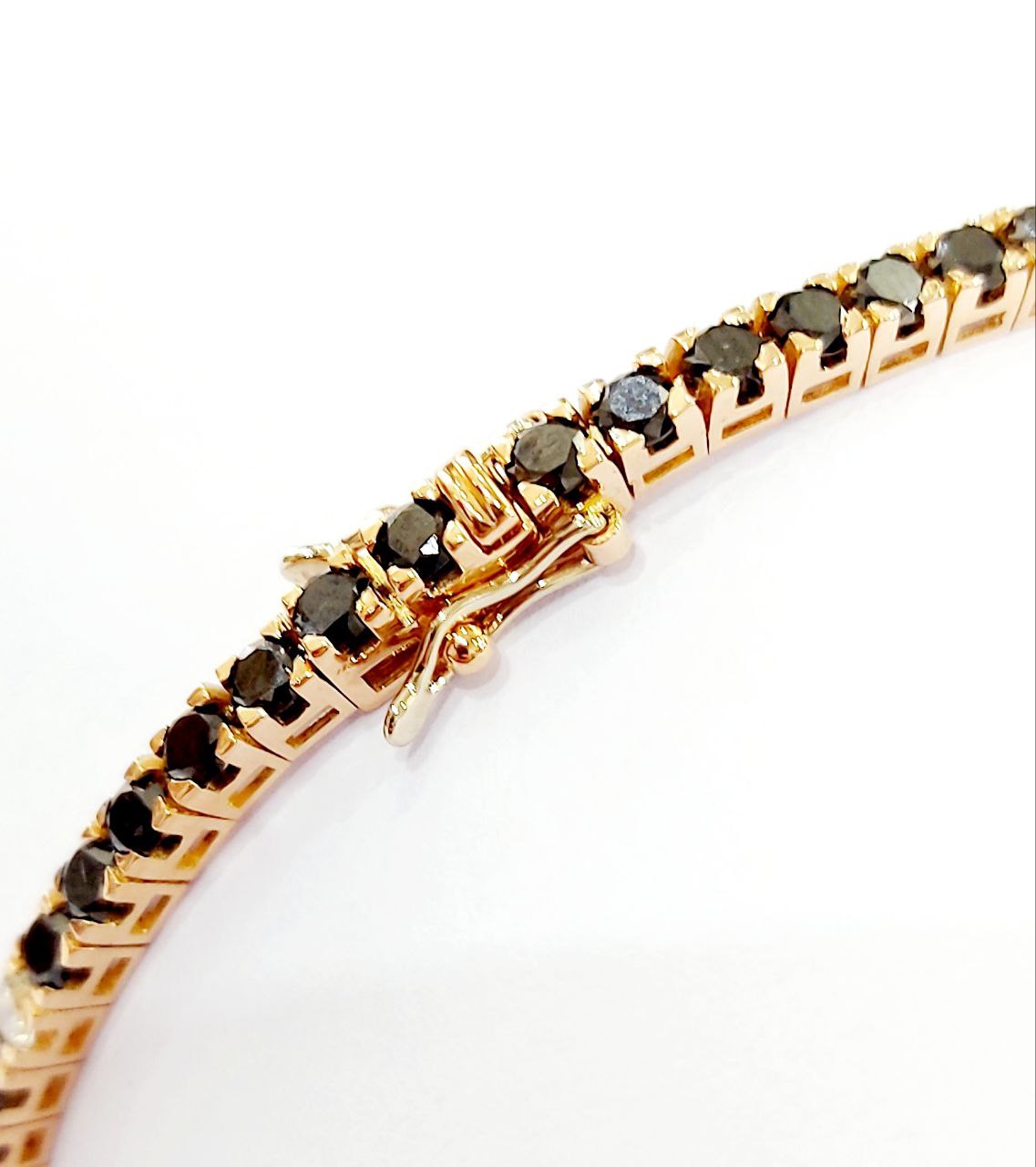 Bracciale Tennis Oro Rosa 18kt -750 Unisex con Diamanti Neri ct 5,22 e Diamanti Bianchi ct 0,48 -19 cm