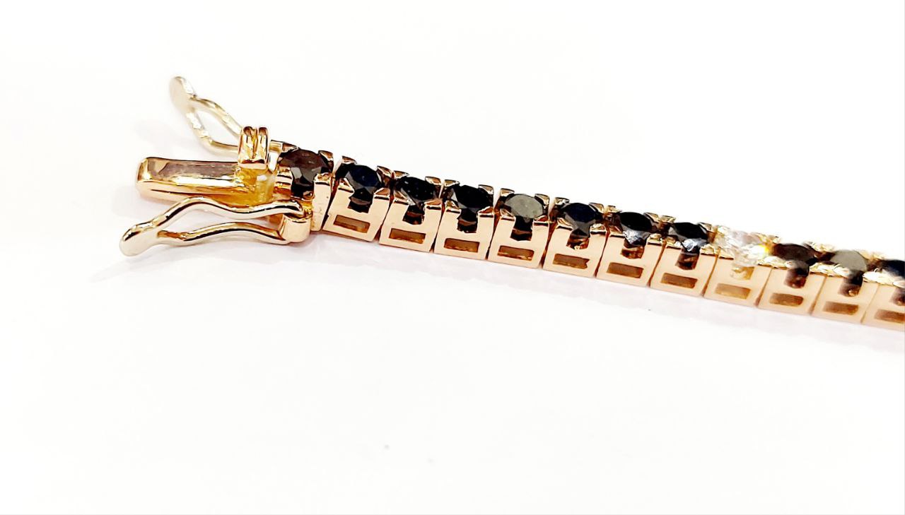 Bracciale Tennis Oro Rosa 18kt -750 Unisex con Diamanti Neri ct 5,22 e Diamanti Bianchi ct 0,48 -19 cm
