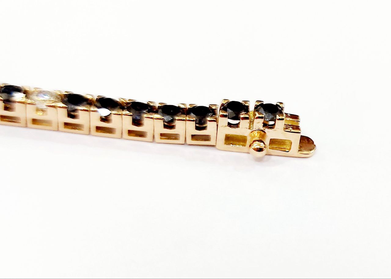 Bracciale Tennis Oro Rosa 18kt -750 Unisex con Diamanti Neri ct 5,22 e Diamanti Bianchi ct 0,48 -19 cm
