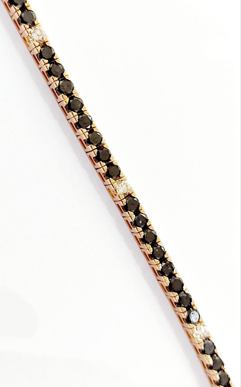 Bracciale Tennis Oro Rosa 18kt -750 Unisex con Diamanti Neri ct 5,22 e Diamanti Bianchi ct 0,48 -19 cm
