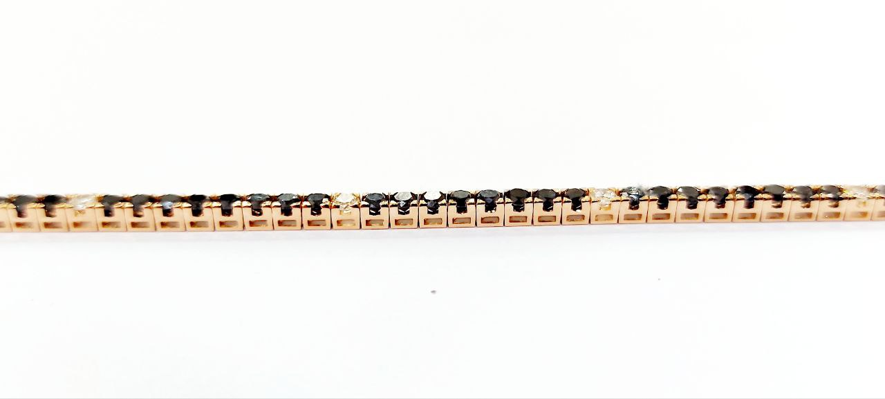 Bracciale Tennis Oro Rosa 18kt -750 Unisex con Diamanti Neri ct 5,22 e Diamanti Bianchi ct 0,48 -19 cm