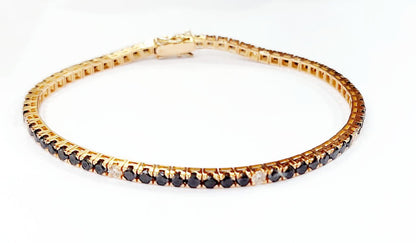Bracciale Tennis Oro Rosa 18kt -750 Unisex con Diamanti Neri ct 5,22 e Diamanti Bianchi ct 0,48 -19 cm