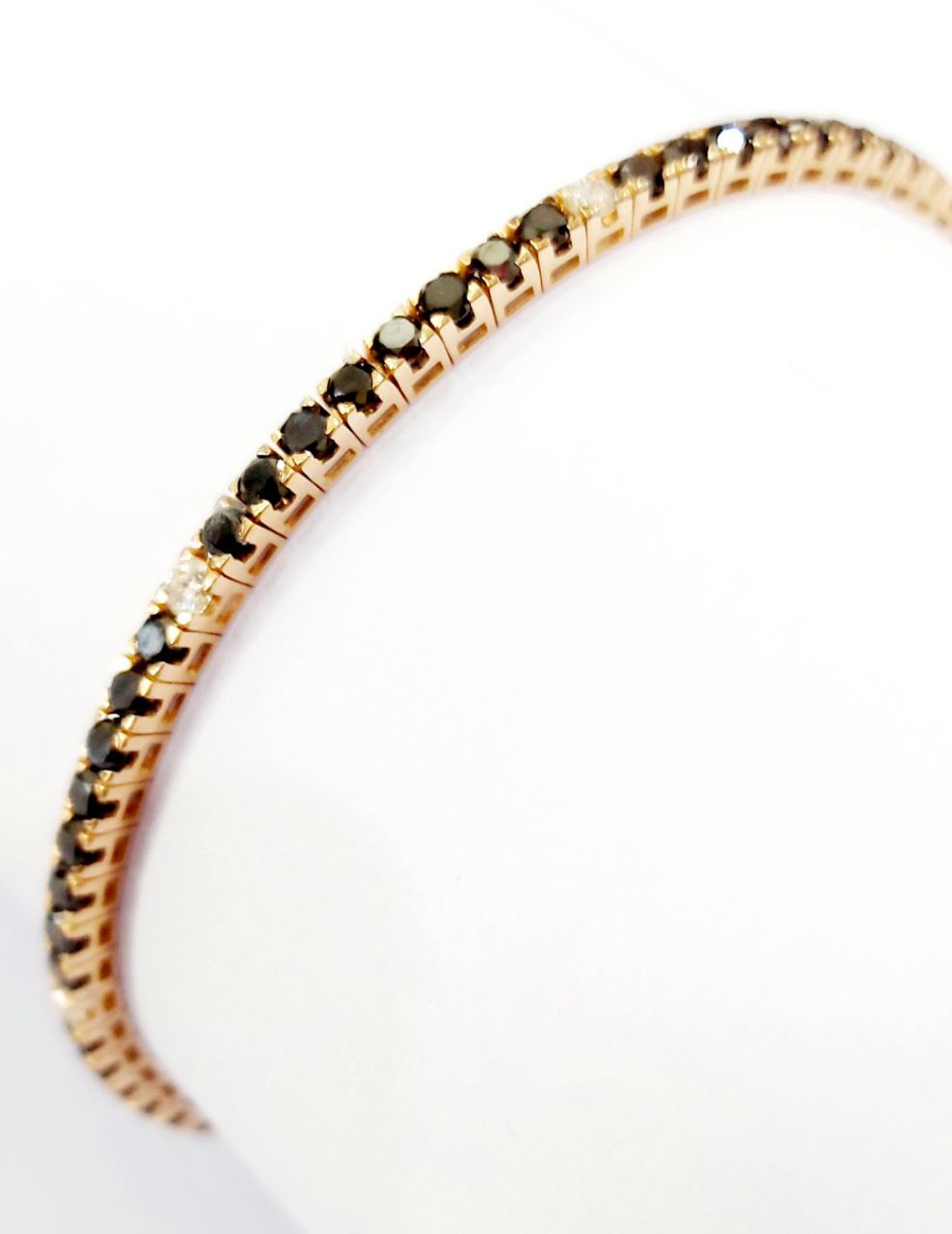 Bracciale Tennis Oro Rosa 18kt -750 Unisex con Diamanti Neri ct 5,22 e Diamanti Bianchi ct 0,48 -19 cm