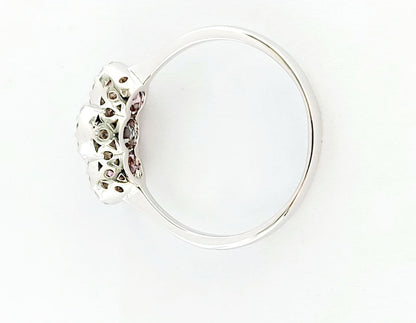 Anello trilogy modello magic con Zaffiro Rosa Acquamarina e Diamanti Naturali Taglio brillante Oro Bianco 18kt-750