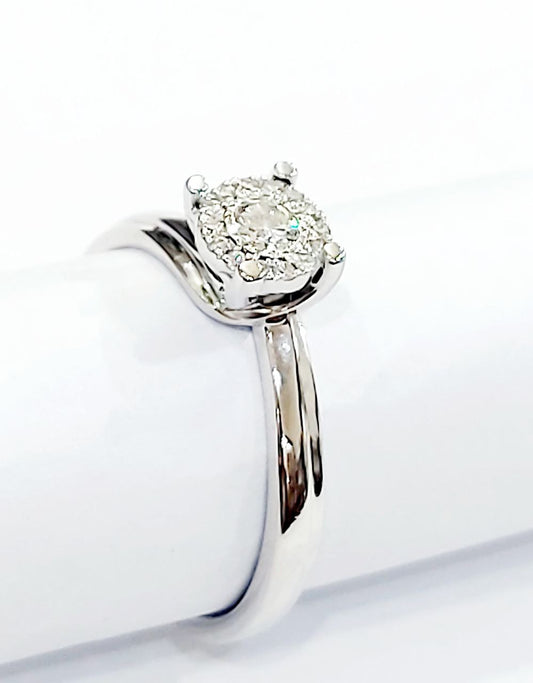 Anello solitario modello magic  con Diamanti ct 0,18 Oro Bianco 18kt-750