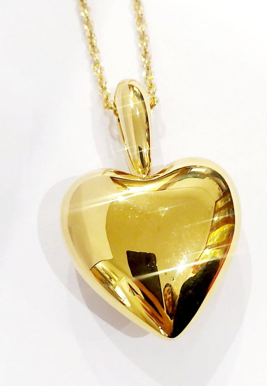 Collana cuore bombato lucido in Oro 18 kt - Oreficeria