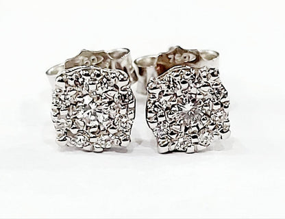 Orecchini magic in Pave' di Diamanti Naturali Taglio Brillante ct 0,25 Oro Bianco 18kt (750)