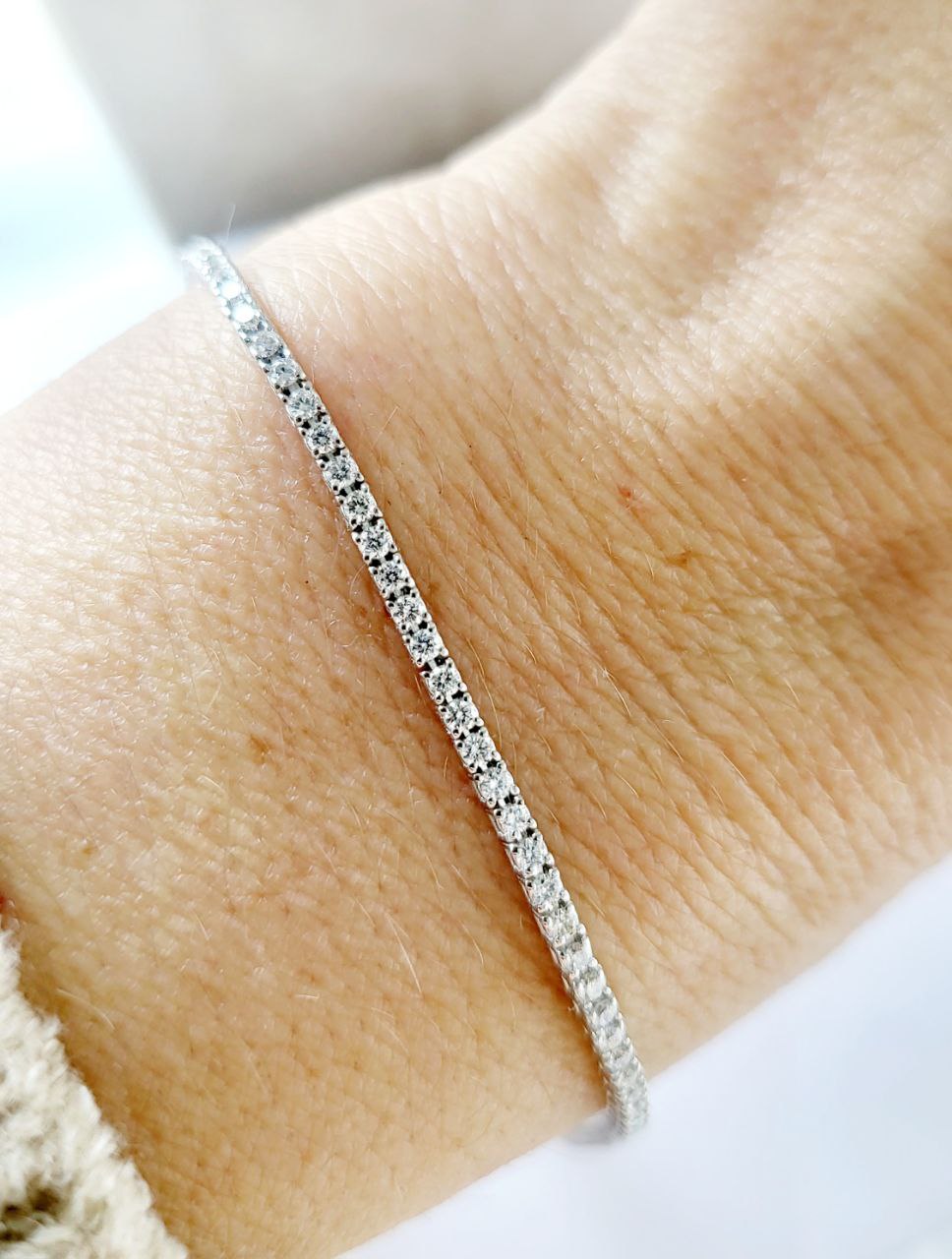Bracciale modello  tennis in Oro Bianco 18 kt con Diamanti bianchi naturali CT 1,65- 21 cm