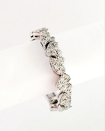 Anello multicuori scomposti in Pave' in Oro Bianco 18kt-750 e Diamanti ct 0,25