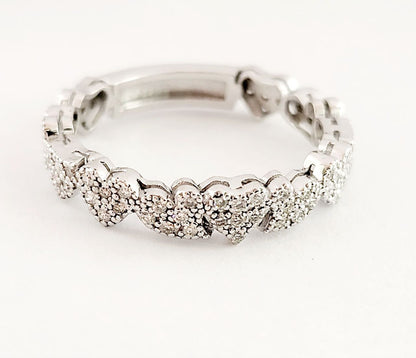 Anello multicuori scomposti in Pave' in Oro Bianco 18kt-750 e Diamanti ct 0,25
