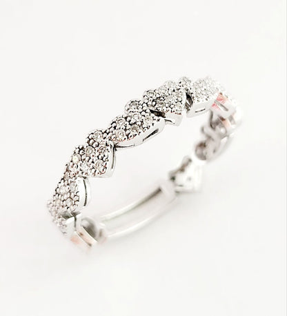 Anello multicuori scomposti in Pave' in Oro Bianco 18kt-750 e Diamanti ct 0,25