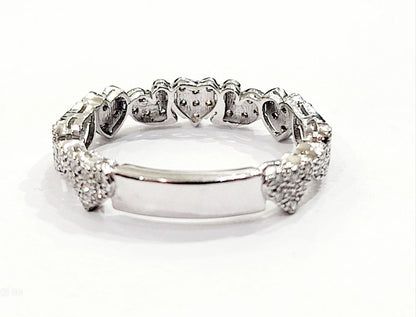 Anello multicuori scomposti in Pave' in Oro Bianco 18kt-750 e Diamanti ct 0,25