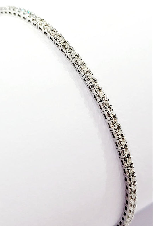 Bracciale tennis piramidale in Oro Bianco 18kt con Diamanti bianchi ct 0,91 - 20cm