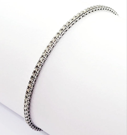 Bracciale modello tennis piramidale in Oro Bianco 18kt-750 con Diamanti bianchi ct 0,91 -20cm