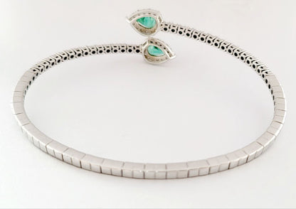 Bracciale Donna a molla contrariè Astralia Smeraldi  ct 0,77 e Diamanti  ct 0,92 Oro Bianco 18kt-750