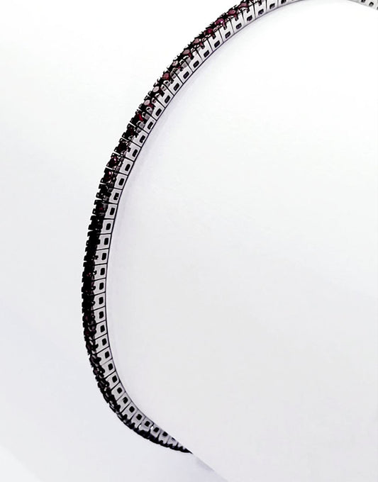 Bracciale modello Tennis Oro Bianco 18kt-750 con Rubini 2,57 ct 18 cm