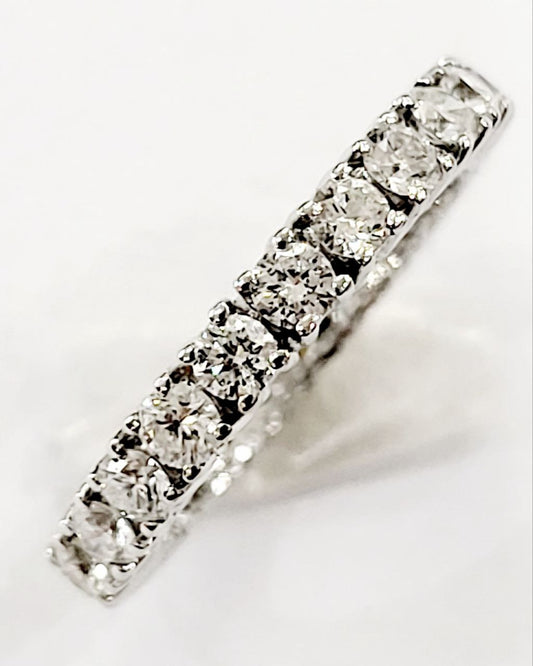 Anello veretta modello eternity Diamanti ct 1,70  Oro bianco 18 kt -750