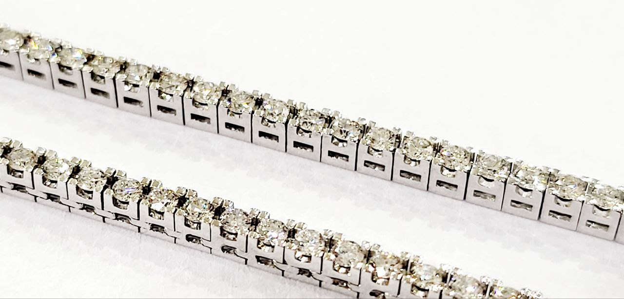 Collana modello tennis  Diamanti 5,35   in Oro Bianco 18 kt -750 - 50 cm Gem -Tech