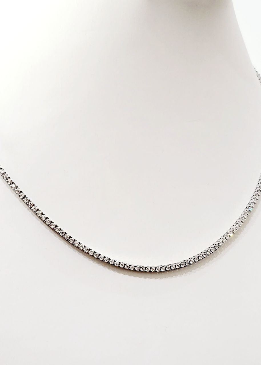 Collana modello tennis  Diamanti 5,35   in Oro Bianco 18 kt -750 - 50 cm Gem -Tech