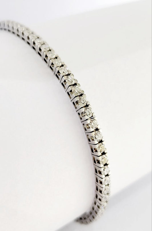 Bracciale tennis in oro bianco 18K con diamanti bianchi Ct 3,10 - 17 cm