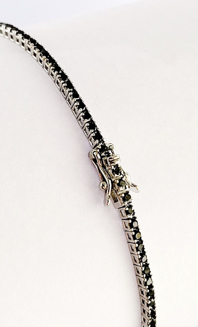 Bracciale Modello Tennis in Oro Bianco  con Diamanti neri ct 1,78 -20cm 18kt-750