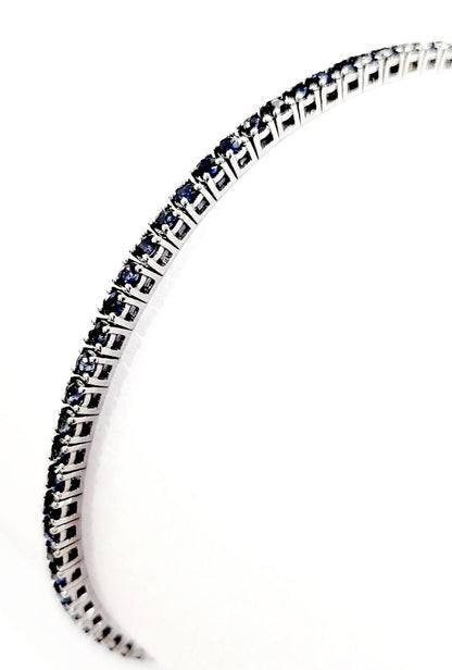 Bracciale Tennis con zaffiro blu natural ct 2,55 in Oro bianco 18kt-750 -19 cm