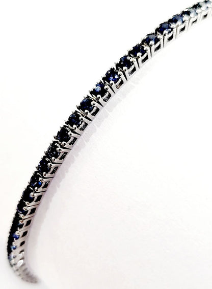 Bracciale Tennis con zaffiro blu natural ct 2,55 in Oro bianco 18kt-750 -19 cm