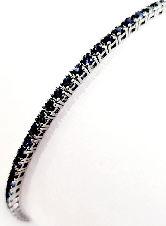 Bracciale Tennis con zaffiro blu natural ct 2,55 in Oro bianco 18kt-750 -19 cm