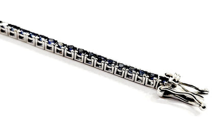 Bracciale Tennis con zaffiro blu natural ct 2,55 in Oro bianco 18kt-750 -19 cm