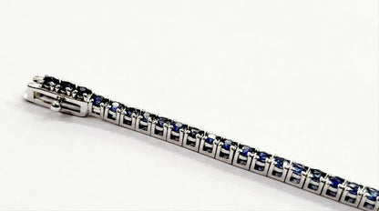 Bracciale Tennis con zaffiro blu natural ct 2,55 in Oro bianco 18kt-750 -19 cm