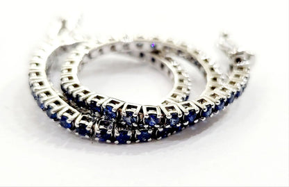 Bracciale Tennis con zaffiro blu natural ct 2,55 in Oro bianco 18kt-750 -19 cm